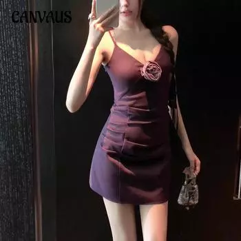 Женское платье Летнее цветочное облегающее платье с v-образным вырезом и бретелькой через шею Узкое платье с талией S синий