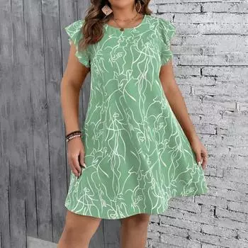 Женское платье летнее, для отдыха, праздника, цветочное платье с цветочным узором L зелёный