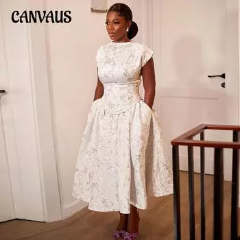 Женское платье, летнее темпераментное платье трапециевидной формы средней длины с принтом на талии и короткими рукавами, вечернее платье S серебро белый