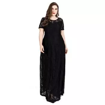 Женское платье Летнее женское макси длинное платье кружевное короткое черное платье с рукавами больших размеров элегантное платье XL белый