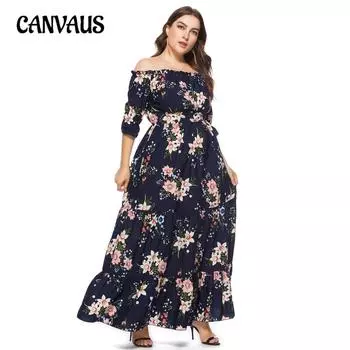 Женское платье, летние большие размеры, богемные пляжные платья с одним вырезом 2XL