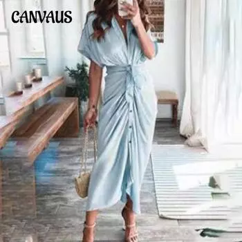 Женское платье, летние длинные платья с коротким рукавом и высокой талией с принтом