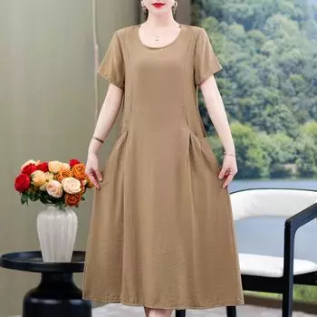 Женское платье Летние повседневные красные платья с короткими рукавами для женщин XL чёрный