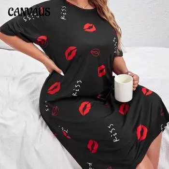 Женское платье, летняя ночная рубашка из молочного шелка с коротким рукавом, одежда для дома больших размеров 1XL разноцветный