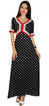 Женское платье макси из мягкого вискозы Bimba, кружевное классическое шикарное длинное платье с разрезами 10 чёрный