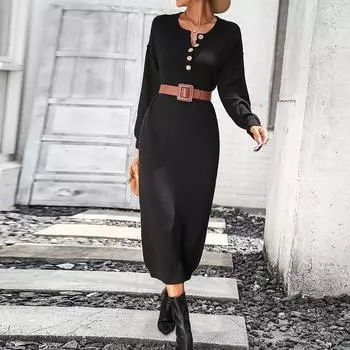 Женское платье макси с длинным рукавом и высоким воротником, женские вечерние платья