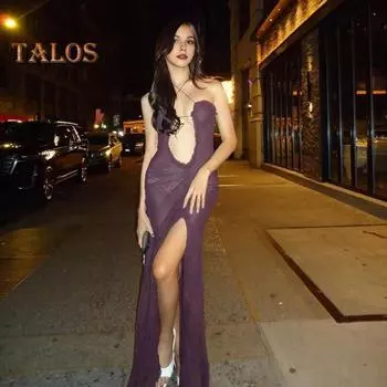 Женское платье макси, сексуальное пляжное вечернее платье без рукавов с открытой спиной, облегающее трапециевидное платье, облегающее бедра, элегантная юбка с разрезом для вечеринки, пляжной свадьбы S чёрный