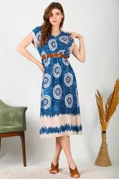 Женское платье миди на пуговицах спереди с поясом