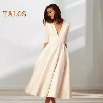 Женское платье миди с глубоким V-образным вырезом, А-силуэтом, струящимся подолом, однотонным цветным платьем с короткими рукавами, однотонным платьем для свиданий, выпускного вечера, банкета, вечернего платья XL красный