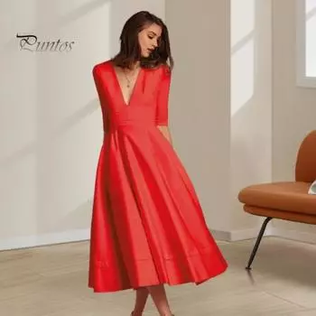 Женское платье миди с глубоким V-образным вырезом, А-силуэтом, струящимся подолом, однотонным цветным платьем с короткими рукавами, однотонным платьем для свиданий, выпускного вечера, банкета, вечернего платья 2XL красный
