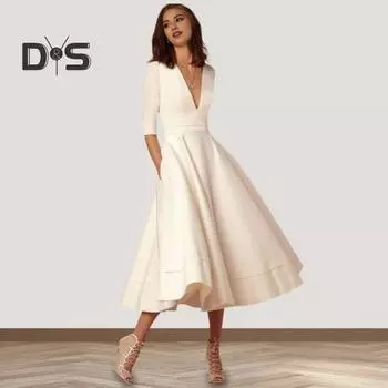 Женское платье миди с глубоким V-образным вырезом, А-силуэтом, струящимся подолом, однотонным цветным платьем с короткими рукавами, однотонным платьем для свиданий, выпускного вечера, банкета, вечернего платья 2XL красный