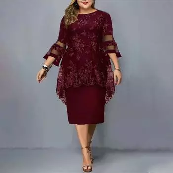 Женское платье миди шикарное с расклешенными рукавами, сплошной цвет, облегающее, для вечеринки, размер плюс 5XL синий