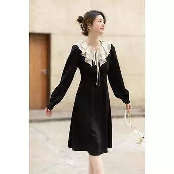 Женское платье Mishow, лето 2023, черное модное элегантное платье-миди с оборками и контрастной строчкой, пуловер-миди, платья MXB12L0548