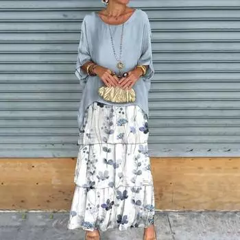 Женское платье многослойное в стиле ретро с круглым вырезом и бабочкой с цветочным принтом, искусственные двухсекционные свободные рукава с половиной рукава 3XL светло-зеленый