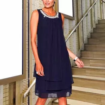 Женское платье, многослойный дизайн, быстросохнущая уличная одежда, стильная задняя кнопка для повседневной жизни 2XL фиолетовый