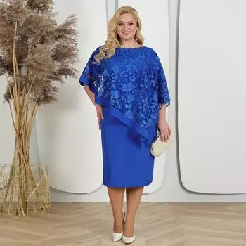 Женское платье MODERN NEW SAGA, летние женские длинные платья с короткими рукавами и вышивкой, повседневные платья большого размера с круглым вырезом L синий