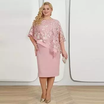 Женское платье MODERN NEW SAGA, летние женские длинные платья с короткими рукавами и вышивкой, повседневные платья большого размера с круглым вырезом