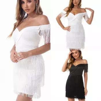 Женское платье Модное облегающее платье с кисточкой Облегающая юбка Женская юбка S белый
