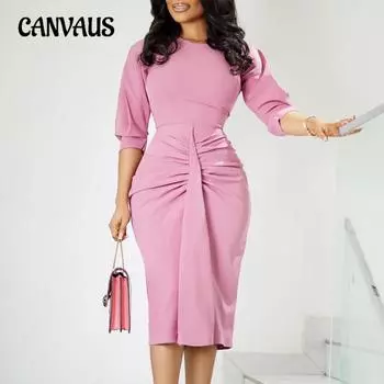 Женское платье, модное, темпераментное, плиссированное, с запахом бедра, платье большого размера, юбка-карандаш S белый