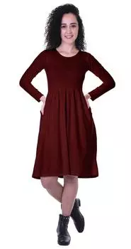 Женское платье Moomaya с длинными рукавами и присборенной талией, повседневные свободные платья в стиле качели w Large красный