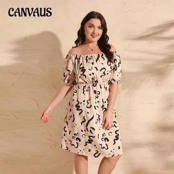 Женское платье на одно плечо с принтом чернильных граффити, свободное платье больших размеров, короткое платье, платья с талией M абрикосовый