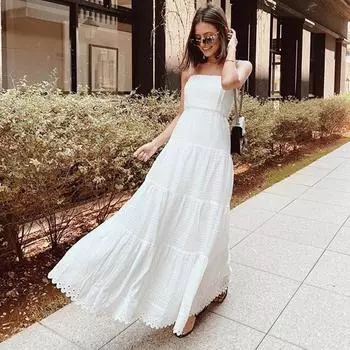 Женское платье новое летнее, сексуальное платье без рукавов с запахом на груди, белое пляжное платье S белый