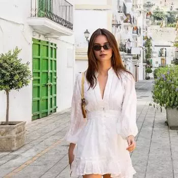 Женское платье осень-весна на шнуровке с узкой талией, однотонное, трапециевидное, однобортное S белый