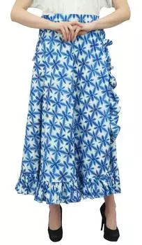 Женское платье Phagun Shibori с принтом и поясом из хлопка с оборками темно-синего цвета One Size темно-синий