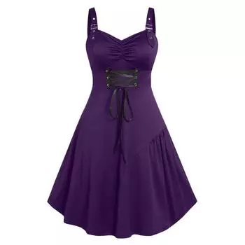 Женское платье Платье Однотонное Приталенное Платье в готическом стиле L фиолетовый
