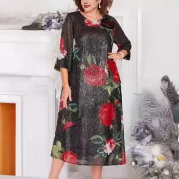 Женское платье Платье с коротким рукавом для женщин S чёрный