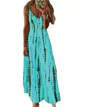 Женское платье-подтяжка с принтом тай-дай, повседневное длинное платье 4XL синий