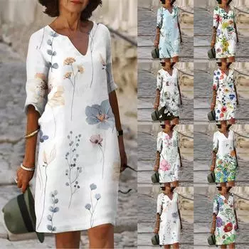 Женское платье, повседневная пляжная юбка с принтом, сарафан XXXL розовый