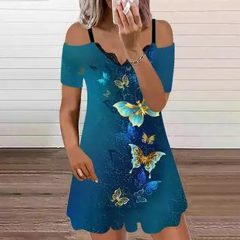 Женское платье, повседневная юбка-комбинация с принтом, сарафан чёрный