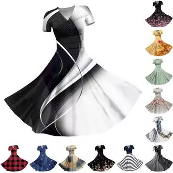 Женское платье принцессы, сексуальное однотонное платье с v-образным вырезом и градиентным принтом, свободное платье с короткими рукавами S розовый