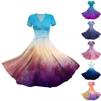 Женское платье принцессы, сексуальное плиссированное платье с коротким рукавом и v-образным вырезом на талии L