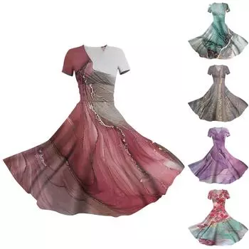 Женское платье принцессы, сексуальное плиссированное платье с коротким рукавом и v-образным вырезом на талии L зелёный