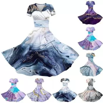 Женское платье принцессы, сексуальное плиссированное платье с коротким рукавом и v-образным вырезом на талии XXL фиолетовый