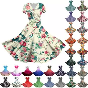 Женское платье принцессы, сексуальное плиссированное платье с коротким рукавом и v-образным вырезом на талии L синий