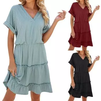 Женское платье принцессы, сексуальное плиссированное платье с v-образным вырезом на талии и короткими рукавами, карнавальное платье Марди Гра L чёрный