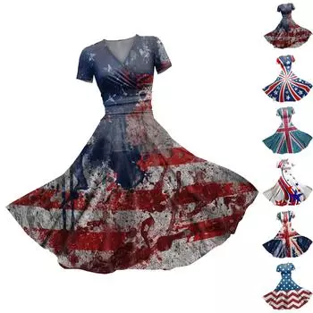 Женское платье принцессы, сексуальное плиссированное платье с коротким рукавом и v-образным вырезом на талии XXL синий