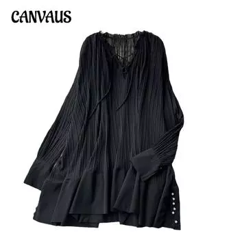 Женское платье-пуловер больших размеров, однотонное, с длинными рукавами и расклешенными манжетами, осеннее, милое, свободное One size розы красного