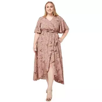 Женское платье размера плюс XL-5XL с цветочным принтом, шифоновое платье с цветочным принтом, свободные богемные пляжные летние платья, городские цыганские Ropa Vestidos 5XL розовый