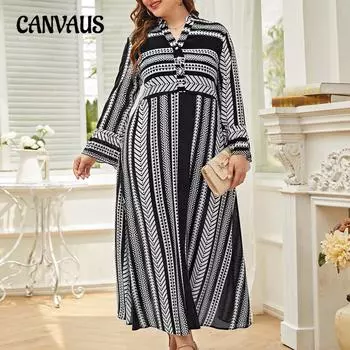 Женское платье-рубашка больших размеров с принтом в стиле ретро, с воротником-стойкой, в стиле литературного пригородного стиля, с пуговицами на талии 0XL чёрный