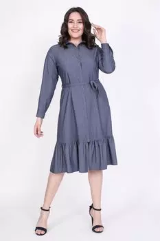Женское платье-рубашка большого размера с юбкой с рюшами