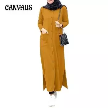 Женское платье-рубашка большого размера с длинным рукавом и однотонным принтом, с разрезом по бокам S розовый