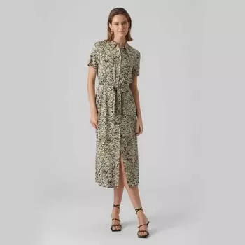 Женское платье-рубашка миди длины с животным принтом VERO MODA