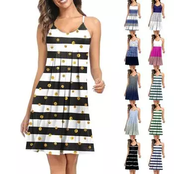 Женское платье-рубашка с принтом без рукавов и бретельками для работы и сна L армия зеленый