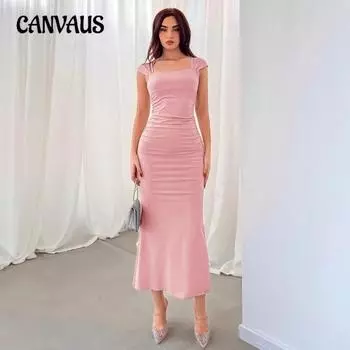 Женское платье-рыбий хвост из молочного шелка Tea Break Slim Slim Niche Плиссированные длинные платья S небесно-голубой