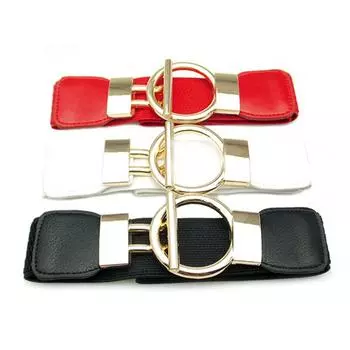 Женское платье с эластичной пряжкой на талии и эластичным поясом чёрный