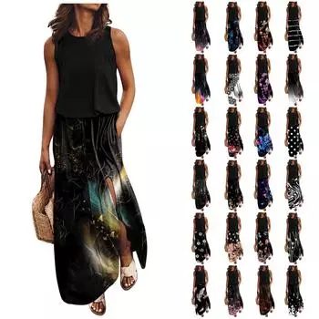 Женское платье с эластичным поясом и принтом, сексуальное платье с разрезом L серебряный